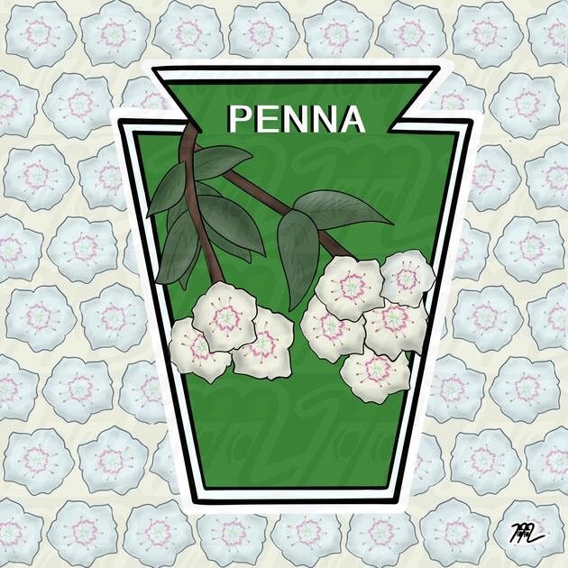 PA Road Sign Floral Print